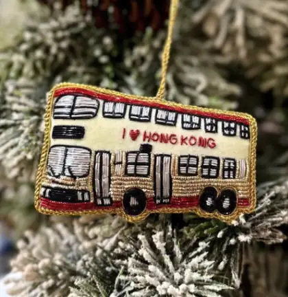 Embroidered Double-Decker Bus Ornament