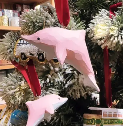 Hand-Carved Wooden Dolphin Ornament