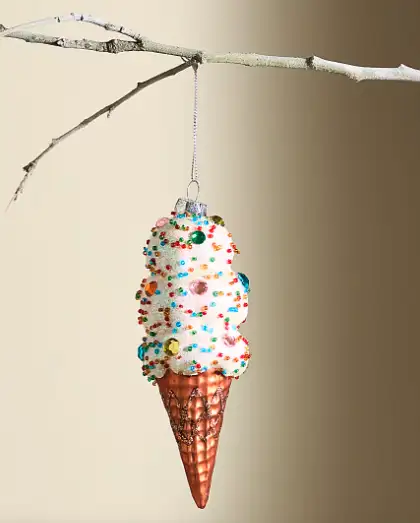 Glass Jewelled Ice Cream Hanging Decoration