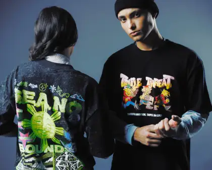 The "S.E.A. No Bounds, S.E.A. No Borders” tee in Acid Black by DBTK and the "Triple Threats" tee by PMC