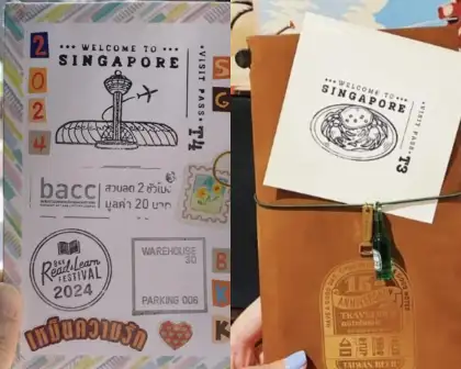 The stamp designs available at T3 (right) and T4 (left) of Changi Airport