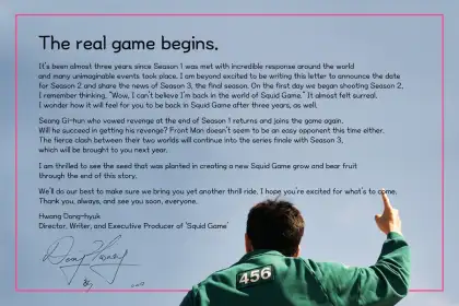 Hwang Dong-hyuk's letter to fans about Squid Game Season 3