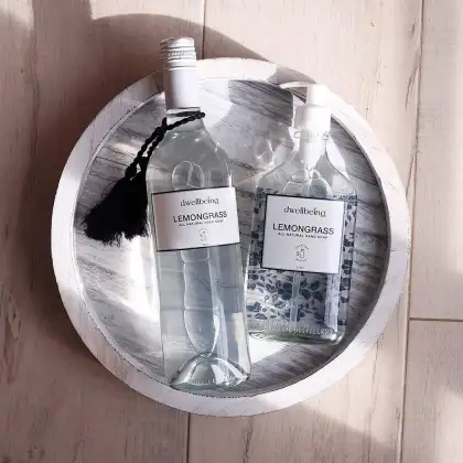 Soaps are packaged in upcycled bottles