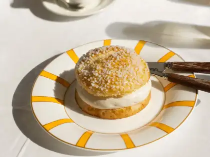 The dessert for LPM's Mediterranean Love Affair dinner menu, the Tarte Tropézienne à La Bergamote