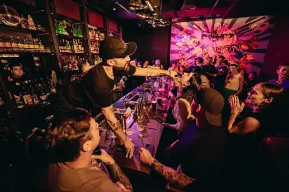 Mario behind the bar