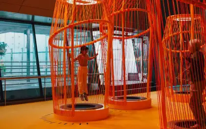 The Beat Bouncer trampolines are perfect to tire out kids before a long-haul flight