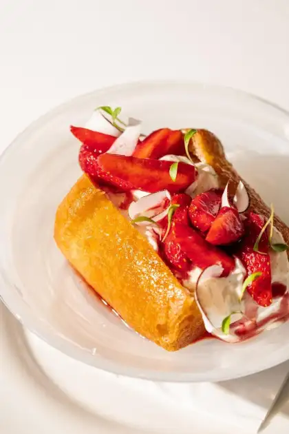 The Rum Baba, Strawberry and Coconut Cream was inspired by Kekere-Ekun's African hues in her works.