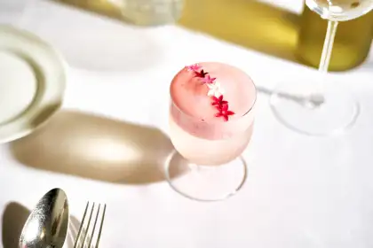 The Jardin de Fleurs cocktail was inspired by the "Blooming Shields" exhibition.