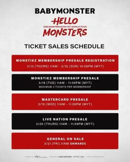 Ticket sale schedule
