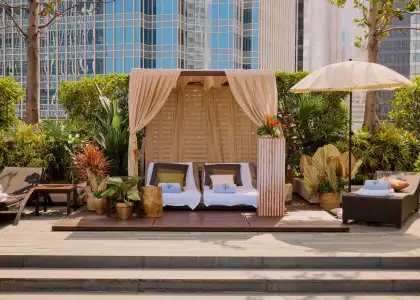 White lotus inspired cabanas