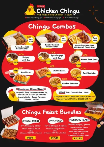 The menu listing all of Chicken Chingu's offerings