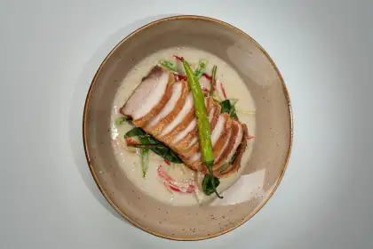 Ginataang kangkong with lechon kawali