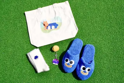 Merchandise up for grabs include slippers, socks, a tote bag, etc.