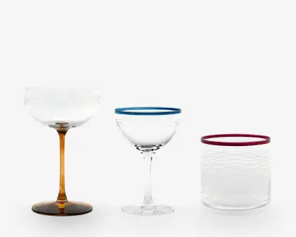 The three limited-edition cocktail glasses are available on MGallery Boutique