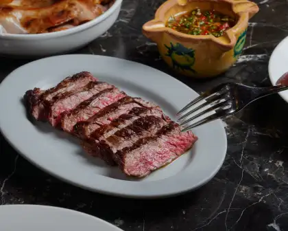 The Wagyu inside skirt is a hearty main that is paired with homemade chimichurri sauce.