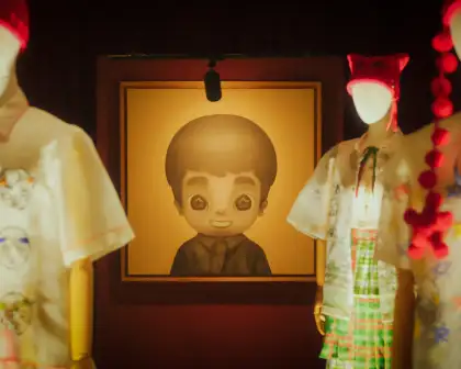 SAIS' artworks usually are portraits of wide-eyed children made from charcoal and graphite.