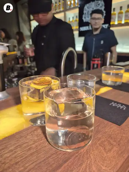 The Nikka Milk Punch, made with Nikka Coffey Gin, elderflower, yuzu, and milk