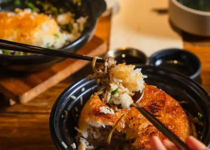 A spoonful from the ChiBap rice bowl