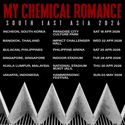 The tour dates for My Chemical Romance's Southeast Asia tour in 2026