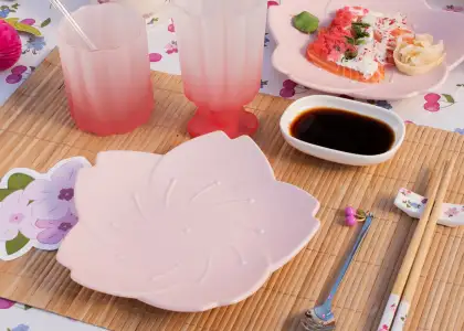 Different products from Flying Tiger Copenhagen featuring cherry blossoms