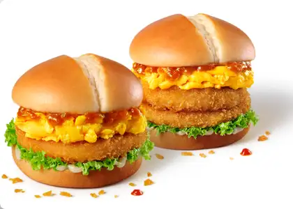 The Chilli Crab Prawn Burger is available in single and double patty variations.