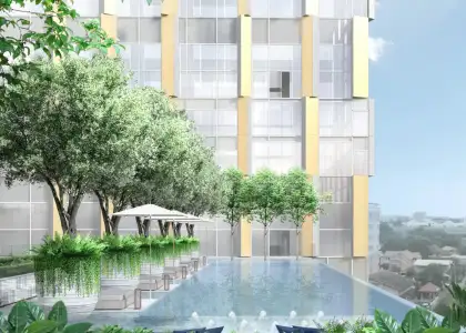 An artist's mockup of the Hyatt Regency Kuala Lumpur at KL Midtown pool.