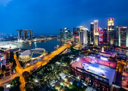 A Marina Bay view of the hotel complex