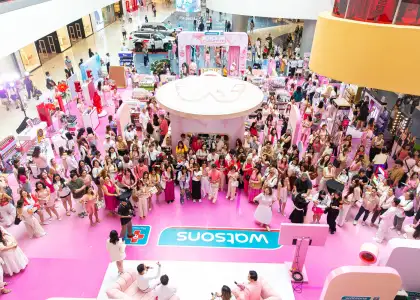 A crowd gathered to view people on stage