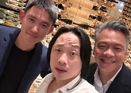 Club Bâtard team selfie with celebrated actor and comedian Jimmy O Yang