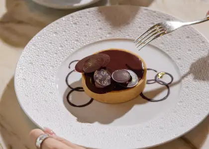 A luscious chocolate ganache made from 70% Valrhona chocolate