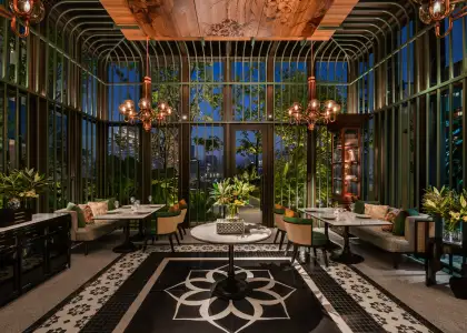 The interiors of Duet by David Toutain at Night