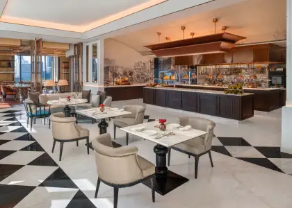 The interiors of the restaurant at day