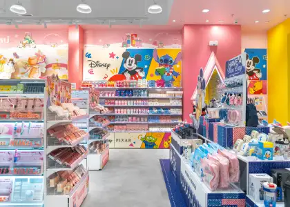 Interiors of a store featuring Mickey Mouse and Stitch