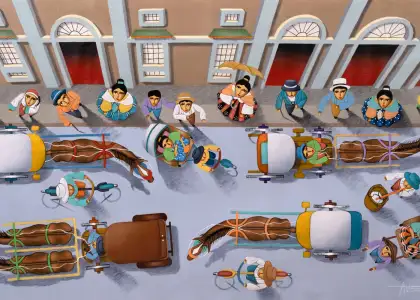 Oil on canvas, 24 x 40, scenes of Old Manila