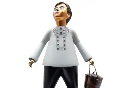 A mix of bronze and ceramic for the sculptures.