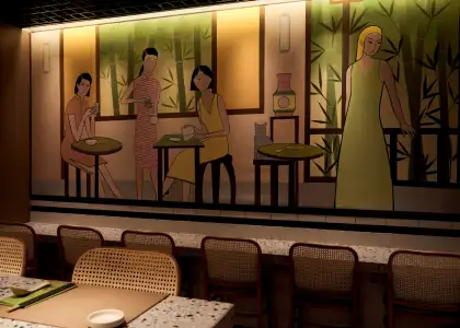 A close up of interiors