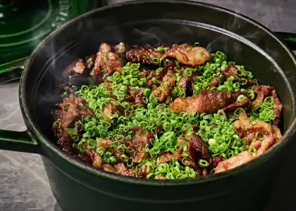 a rice casserole with beef