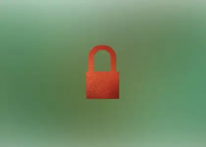 A blurred green background with an orange lock