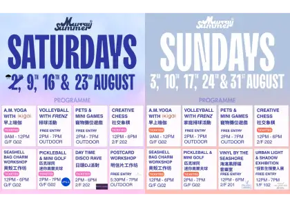 Posters of event lineup at Murray Summer August 2025 event held every weekend at Murray House in Stanley