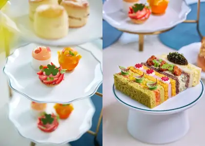 The pastries, scones, and the quartet of finger sandwiches