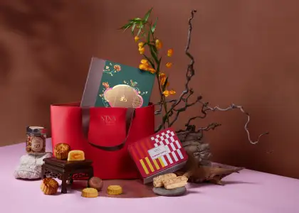 A gift box arranged for a photo