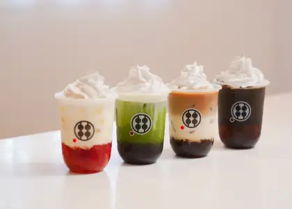 Four drinks lined up diagonally