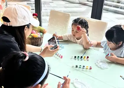 Children enjoying an easter workshop with their parents at the WM Hotel in Sai Kung