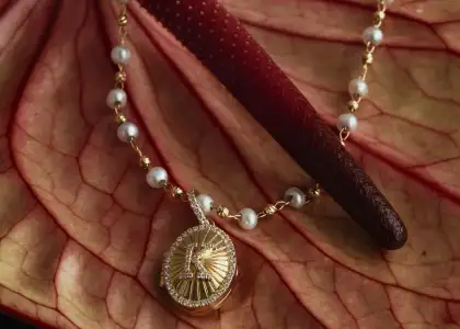 A locket with pearls