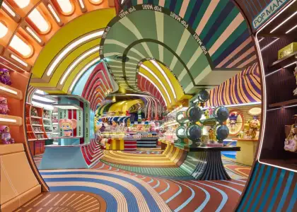 Thai-inspired interiors at the POP MART store in ICONSIAM