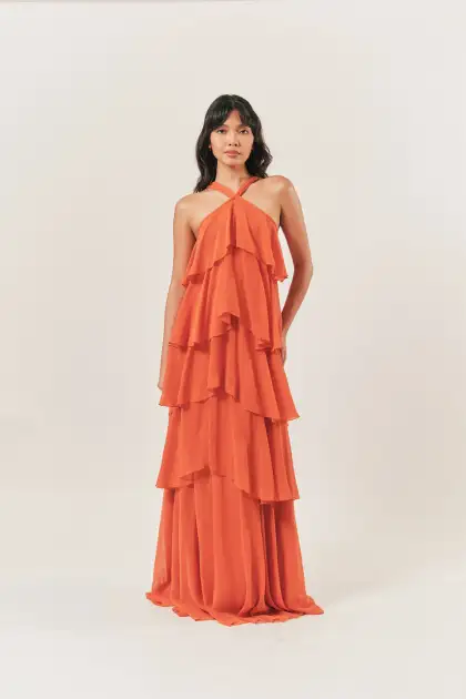 halter tiered dress