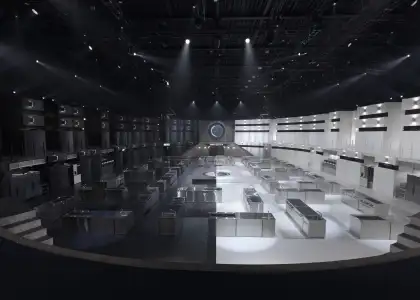 Kitchen counters in black and white sides