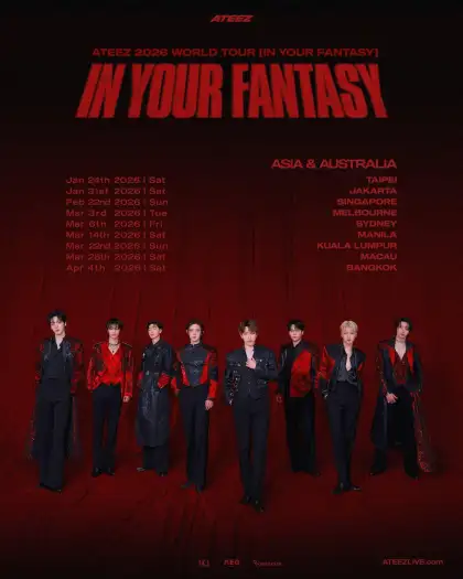The Asia and Australia schedule for ATEEZ's 2026 Tour