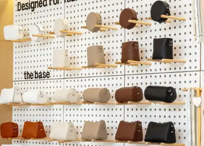 A shelf of the different bag styles from KYŌ
