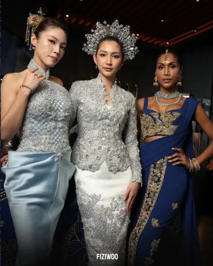The collection takes the Baju Kebaya, Saree, and Qi Pao and reinterprets them with sophisticated and handcrafted tambour beadwork technique.